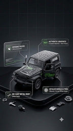 HXS Power Off-Road Jeep Die-Cast Pull Back Toy Car | Matte Black | Compact Scale Model | Kids Gift