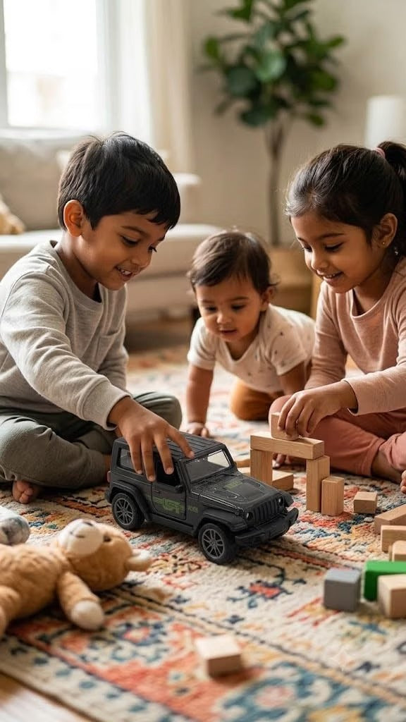 HXS Power Off-Road Jeep Die-Cast Pull Back Toy Car | Matte Black | Compact Scale Model | Kids Gift