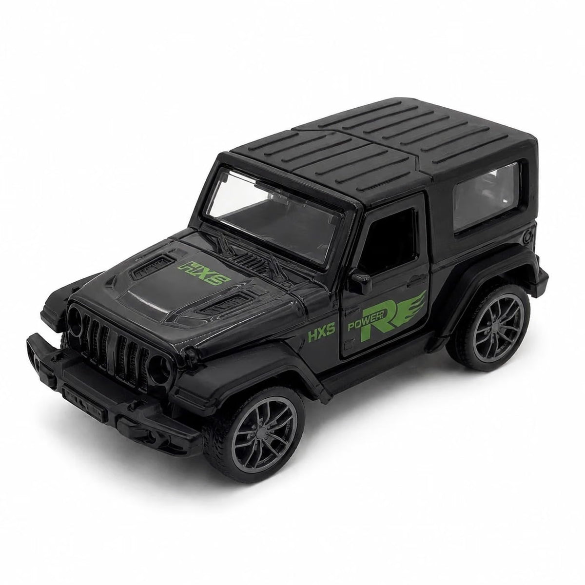 HXS Power Off-Road Jeep Die-Cast Pull Back Toy Car | Matte Black | Compact Scale Model | Kids Gift