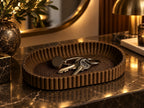 3D Printed Oval Tray | Ribbed Edge Design | Desk Organizer & Key Tray | Home Decor