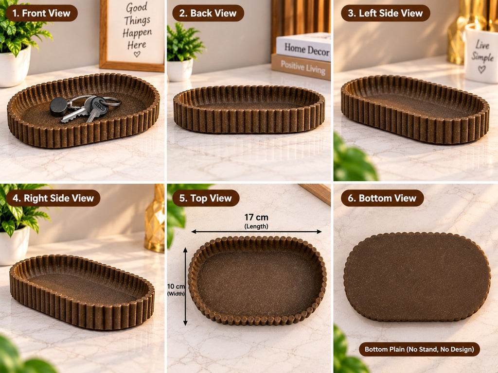 3D Printed Oval Tray | Ribbed Edge Design | Desk Organizer & Key Tray | Home Decor