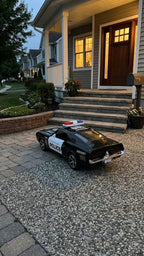Police Mustang Die-Cast Pull Back Car | LED Light Bar | Openable Hood & Doors | Kids Gift