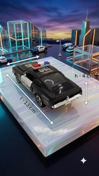 Police Mustang Die-Cast Pull Back Car | LED Light Bar | Openable Hood & Doors | Kids Gift