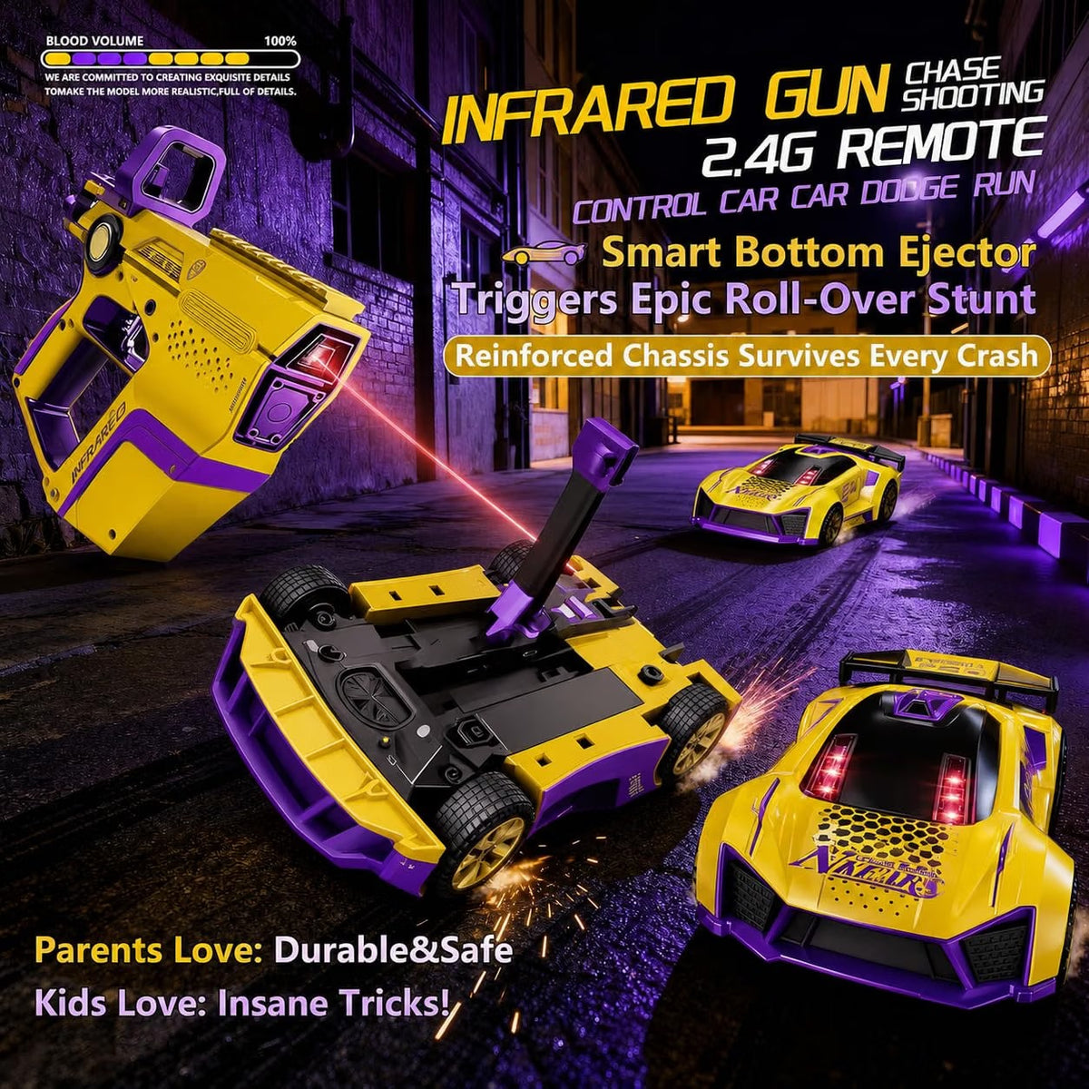 Tigre Savage RC Car with Infrared Gun | 2.4G Remote Control | Laser Chase Game Set | Kids Gift