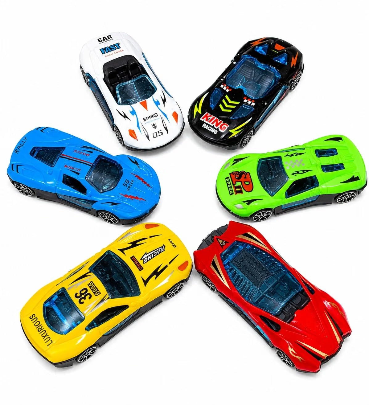 Luxurious Racing Cars Set of 6 | Pull Back Mini Toy Cars | Multi-Color Pack | Kids Birthday Gift