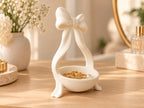 3D Printed White Bow Jewellery Holder ,Elegant Ring & Accessories Dish