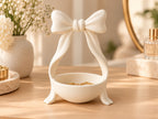 3D Printed White Bow Jewellery Holder ,Elegant Ring & Accessories Dish