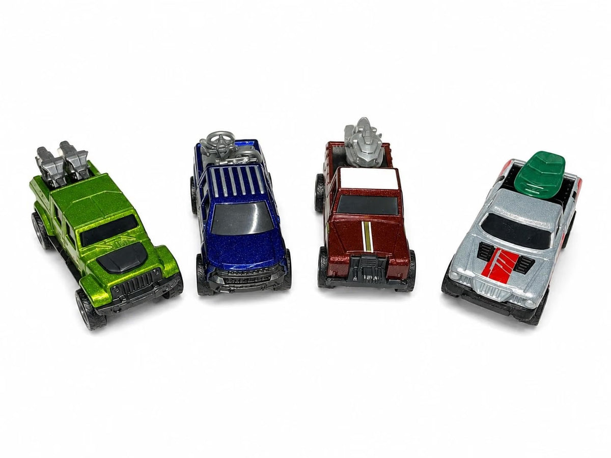 ZF Racer Off-Road Truck Set of 4 | Pull Back Mini Toy Trucks | Multi-Color Pack | Kids Gift