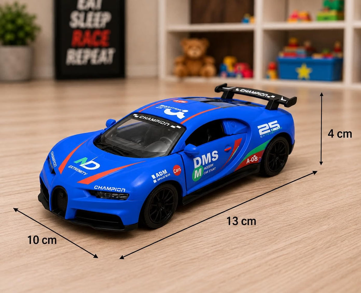 Blue Racing Car | Die-Cast Push & Go Supercar | Openable Doors |