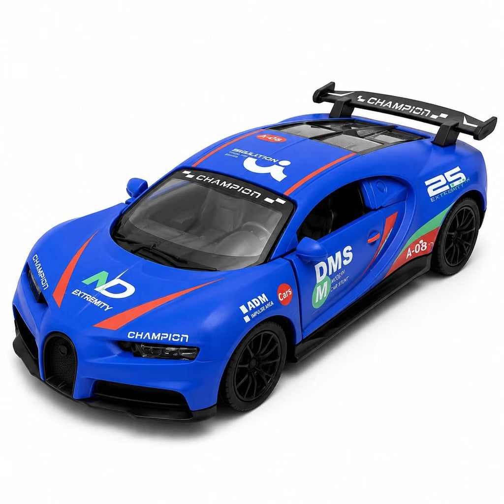 Blue Racing Car | Die-Cast Push & Go Supercar | Openable Doors |