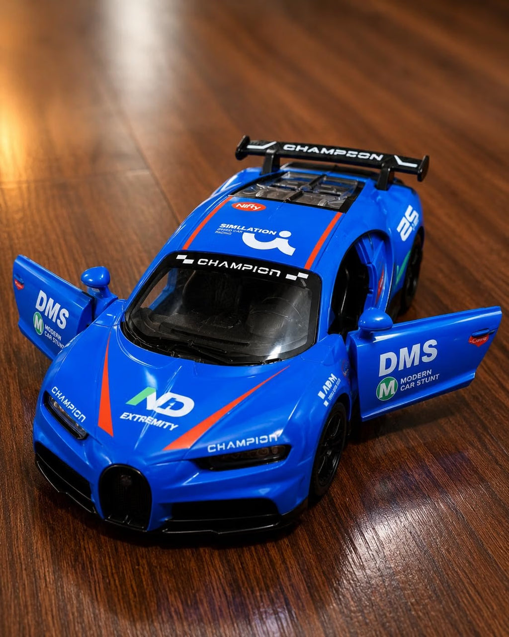 Blue Racing Car | Die-Cast Push & Go Supercar | Openable Doors |