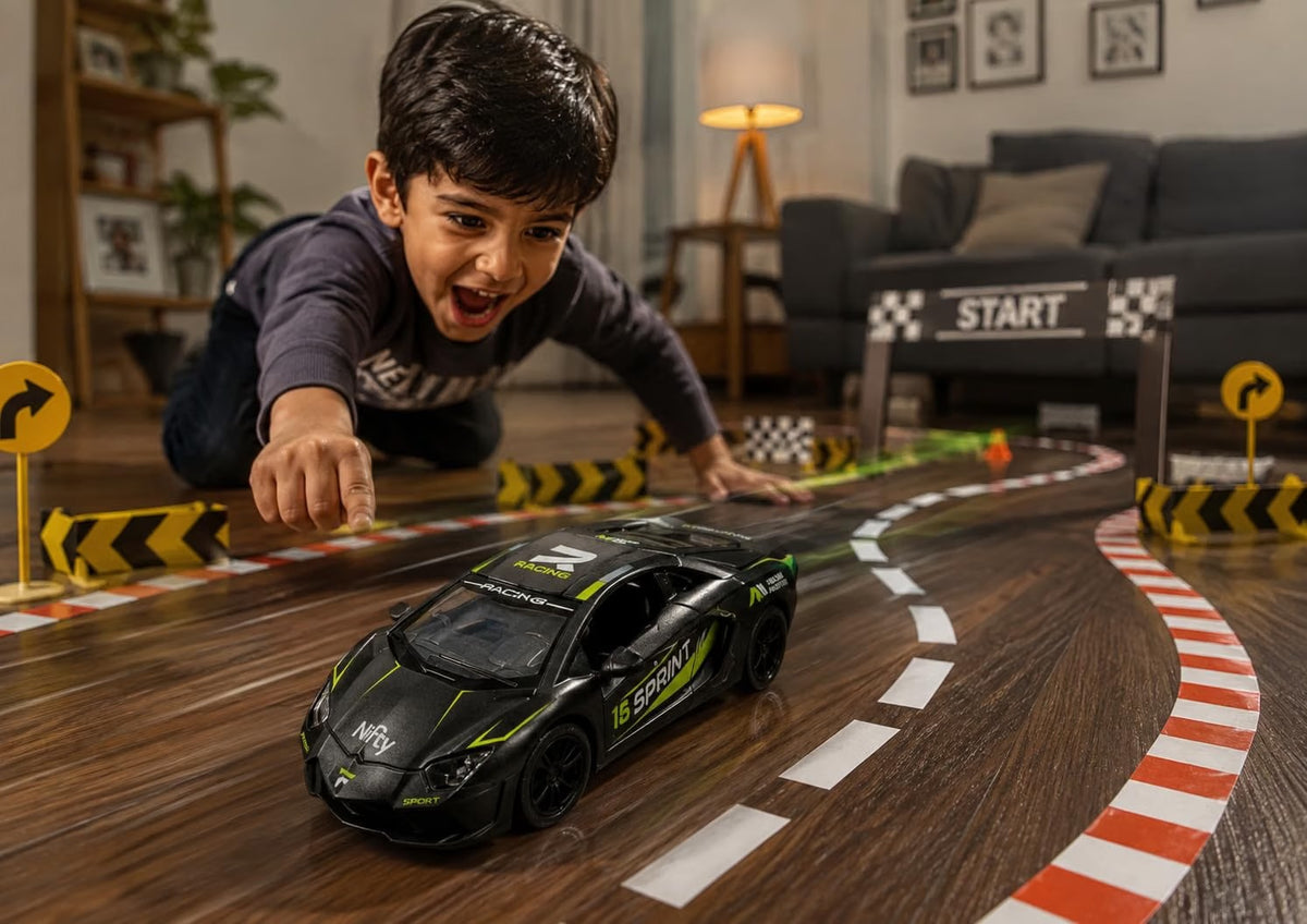 Die-Cast Pull Back Car with Lights & Sound | Openable Doors & Hood