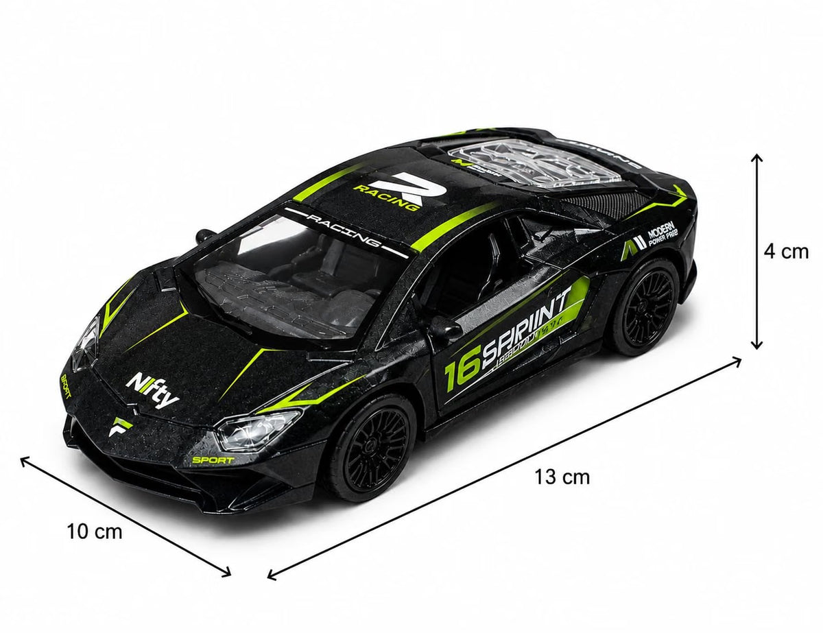 Die-Cast Pull Back Car with Lights & Sound | Openable Doors & Hood