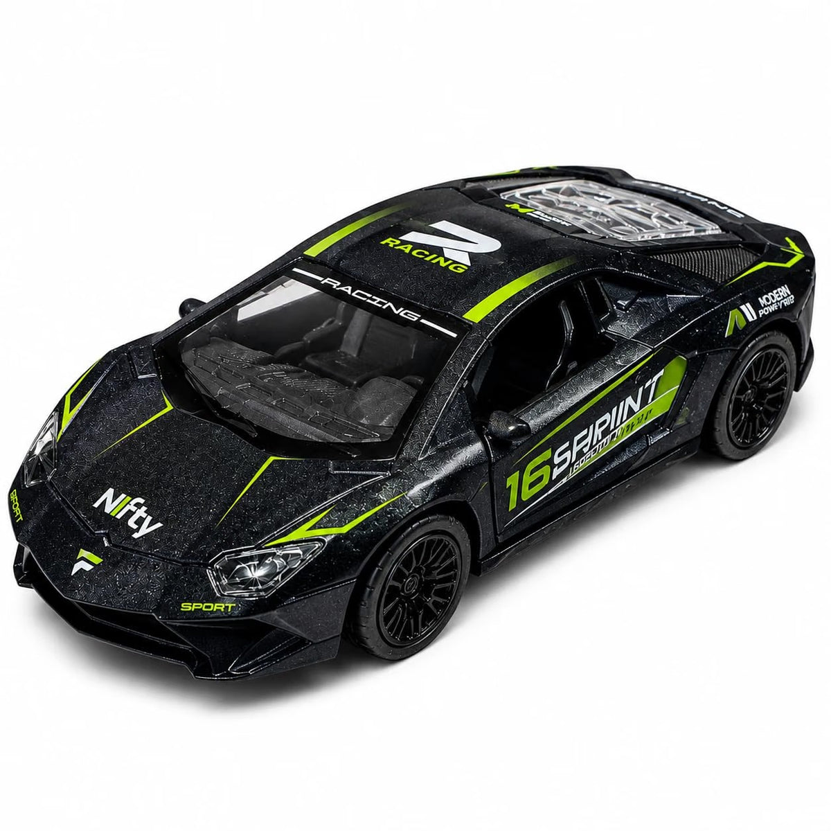 Die-Cast Pull Back Car with Lights & Sound | Openable Doors & Hood