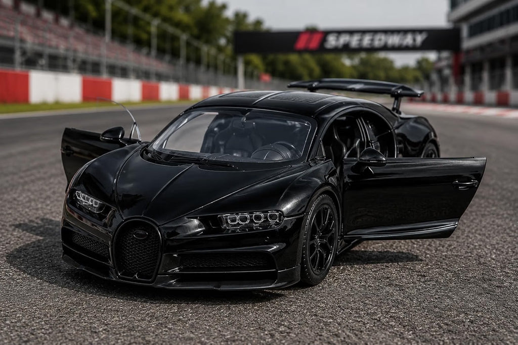 Bugatti Chiron Style Supercar Model — Black Die-Cast Look Toy Car