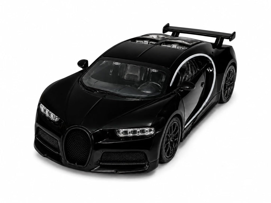 Bugatti Chiron Style Supercar Model — Black Die-Cast Look Toy Car