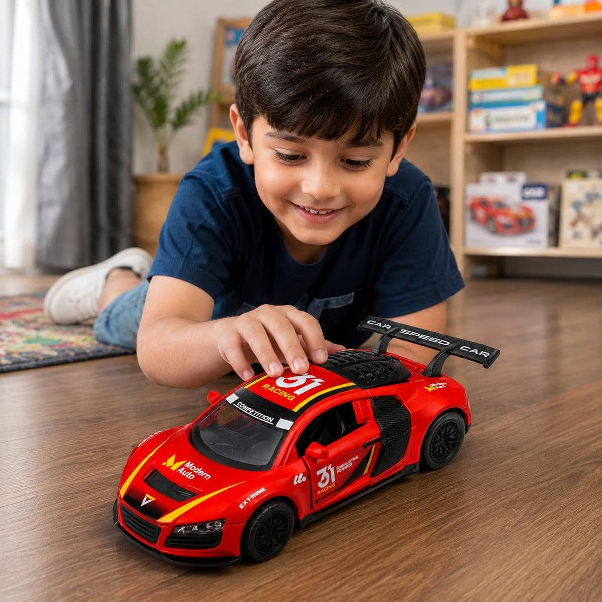 Audi R8 Style Racing Car Model , Red GT Competition Toy | Race Car Replica with Spoiler