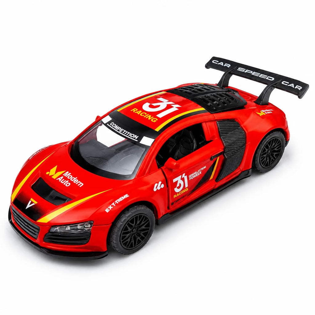 Audi R8 Style Racing Car Model , Red GT Competition Toy | Race Car Replica with Spoiler