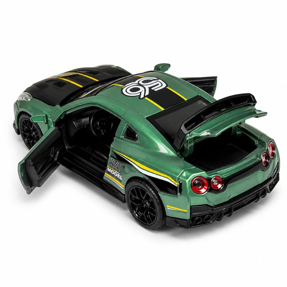 Model 56 Die-Cast Racing Car with Openable Doors & Trunk | Rubber Tires | Pull Back Action | Kids Gift