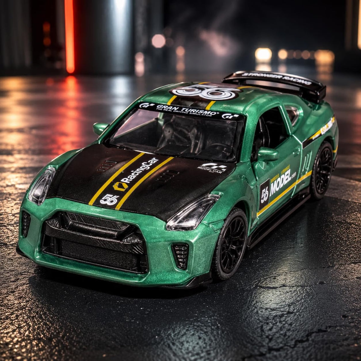 Model 56 Die-Cast Racing Car with Openable Doors & Trunk | Rubber Tires | Pull Back Action | Kids Gift
