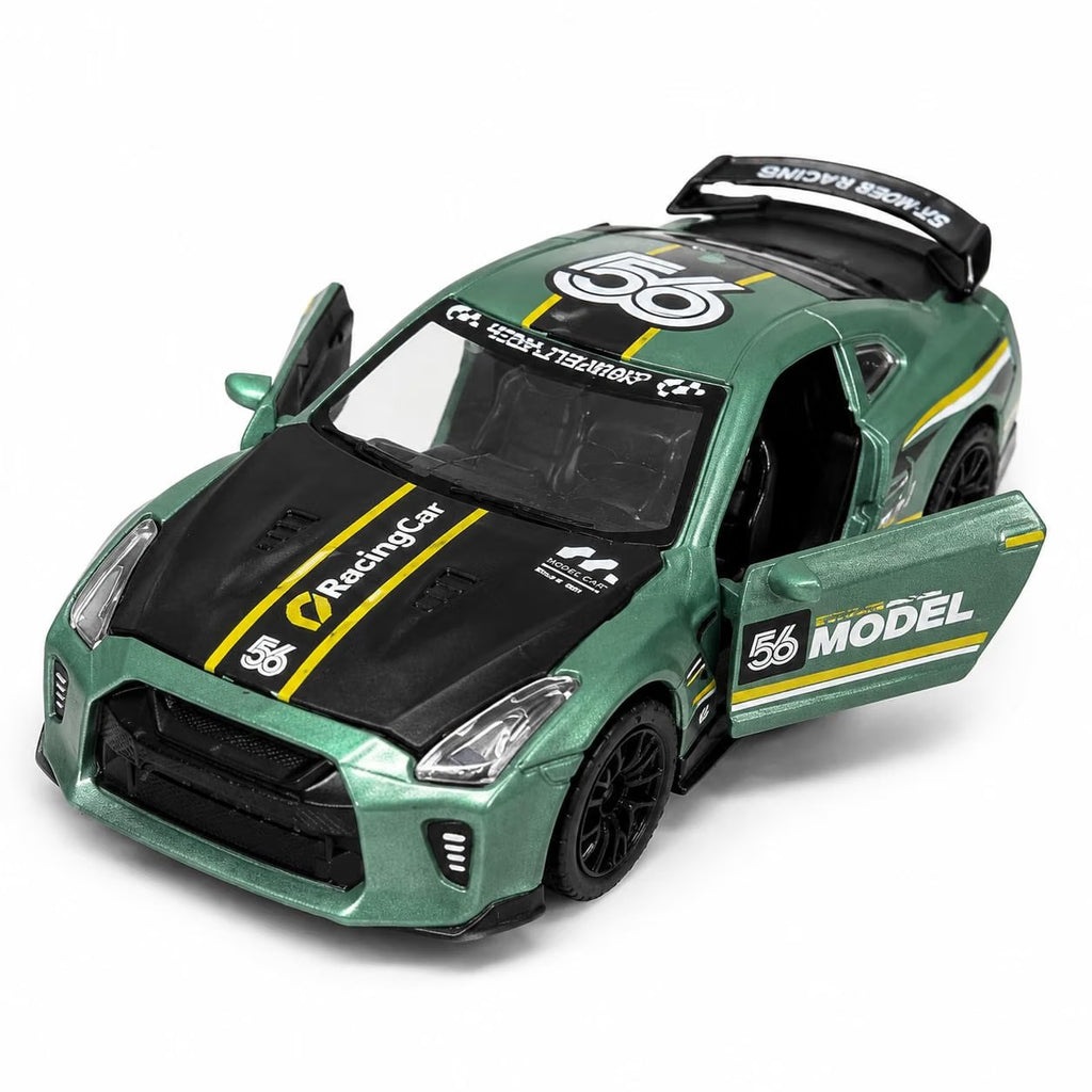 Model 56 Die-Cast Racing Car with Openable Doors & Trunk | Rubber Tires | Pull Back Action | Kids Gift