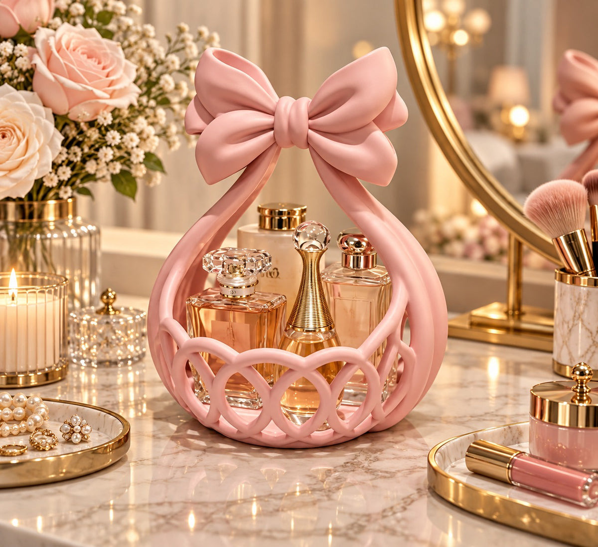 3D Printed Pink Bow Perfume Basket