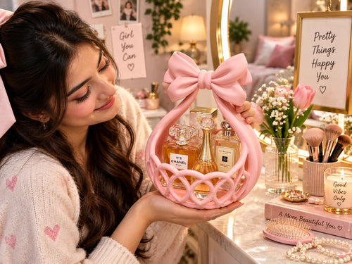 3D Printed Pink Bow Perfume Basket