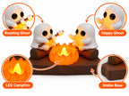 Cute Ghost Campfire LED Night Light | 3D Printed Ghost Duo Figurine | Cozy Halloween Desk Decor