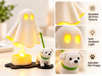 Ghost & Puppy LED Tealight Figurine Set | 3D Printed Cozy Halloween Night Light Desk Decor