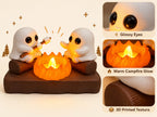 Cute Ghost Campfire LED Night Light | 3D Printed Ghost Duo Figurine | Cozy Halloween Desk Decor