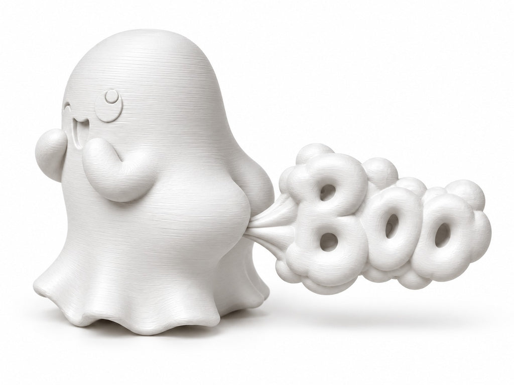Cute Ghost “BOO” 3D Printed Desk Decor | Halloween Figurine | Shelf & Gift Accent