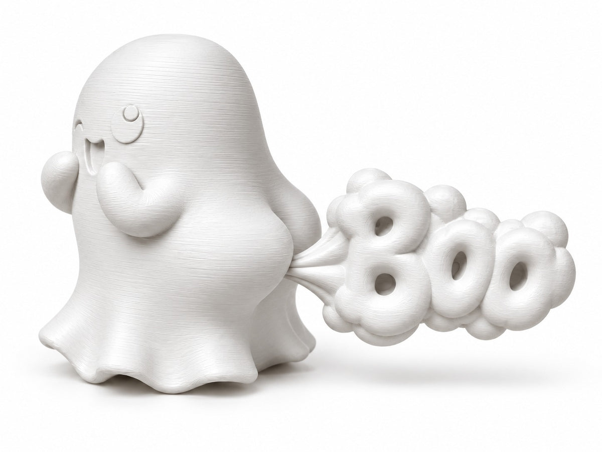 Cute Ghost “BOO” 3D Printed Desk Decor | Halloween Figurine | Shelf & Gift Accent