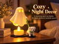 Ghost & Puppy LED Tealight Figurine Set | 3D Printed Cozy Halloween Night Light Desk Decor