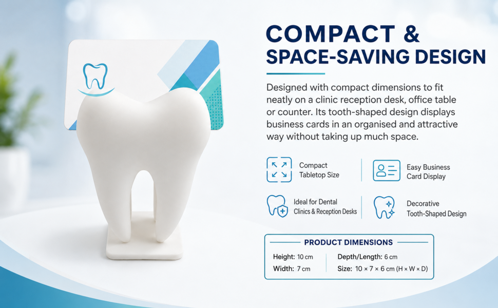 Tooth-Shaped Business Card Holder — 3D Printed Desk Organizer