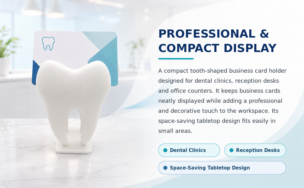 Tooth-Shaped Business Card Holder — 3D Printed Desk Organizer